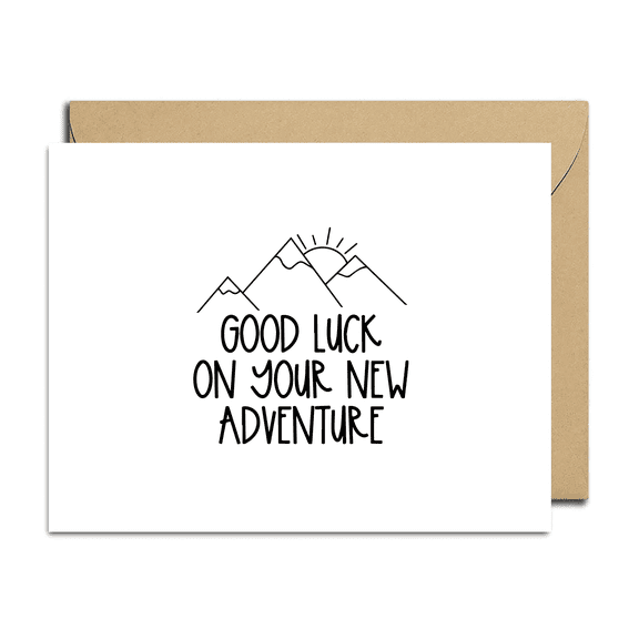 Good Luck Card for New Adventures Mountain Design Blank Inside with Envelope Perfect Inspirational Gift for Graduation, Moving, or New Journey