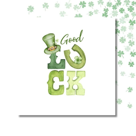 Good Luck Card with Shamrock Design – Perfect for St. Patrick's Day, Greetings, and Wishful Messages – Blank Inside, Envelope Included