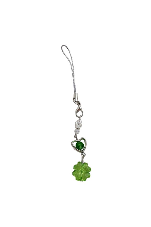 Good Luck Charm Phone Accessory Youthful Lucky Clovers Phone Adornment Unique Bead Phone Charm for Daily Use