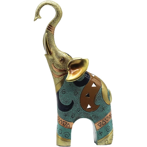 Good Luck Elephant Decor for Home, Large Gold Elephant Statue Figurine