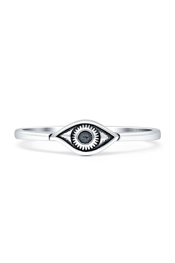 Good Luck Evil Eye Ring Oxidized 925 Sterling Silver Size 4