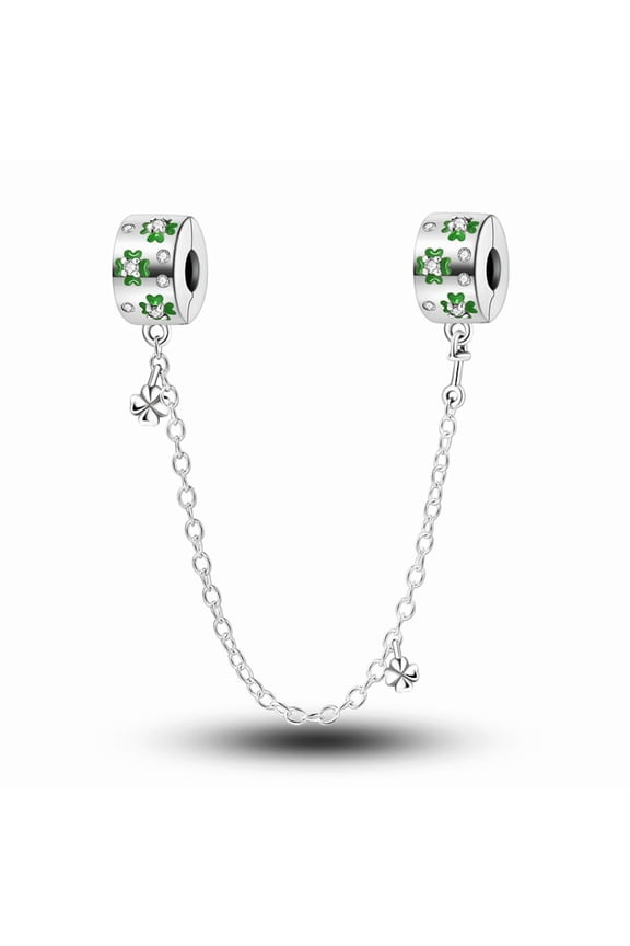 Good Luck Fixed Clamp Safety Chain Charm, Compatible with Most Bracelet, Charm for Bracelet