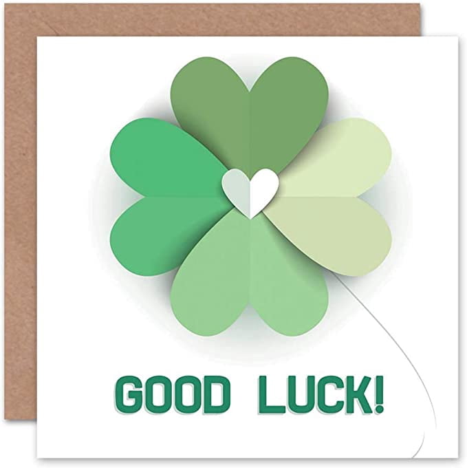 Good Luck Four Leaf Clover Greetings Card Plus Envelope Blank inside ...