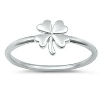 Good Luck Four Leaf Clover Nature Ring .925 Sterling Silver Band Jewelry Female Male Unisex Size 2