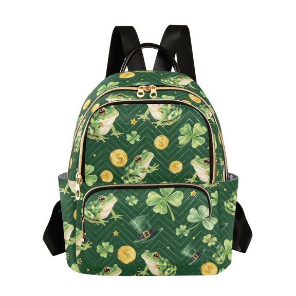 Good Luck Frog Pattern Fashion Backpack Quilted Lightweight Women Travel Daypack 8.5L