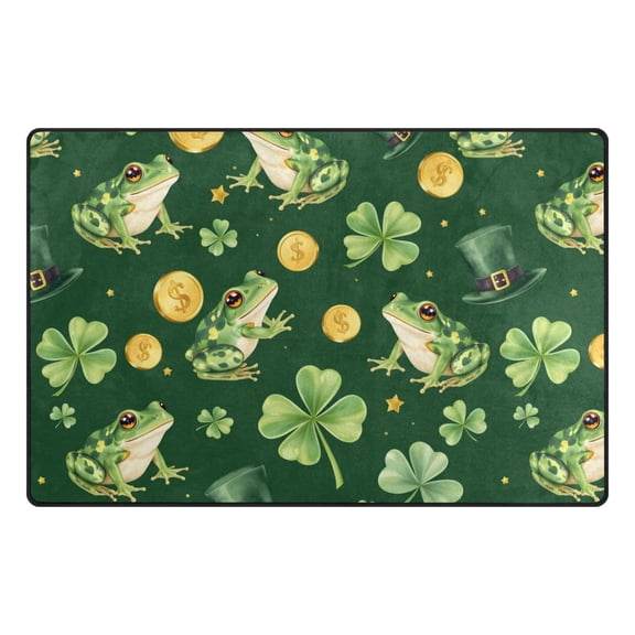 Good Luck Frog Pattern Memory Foam Area Rug 31"x20" Non Slip, Absorbent, Fade Proof for Living Room, Bedroom, Office