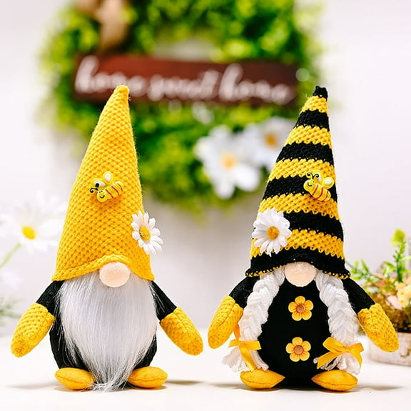 Good Luck Gnome Ornament Bee Day Themed Sunflower Decor Plush Doll Gnome Figurine Centerpiece Festive Bee Party Decoration