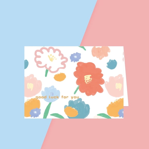 Good Luck Greeting Card with Floral Design  Charming Blank Card for Well Wishes, Encouragement, and Support  Perfect for Any Occasion