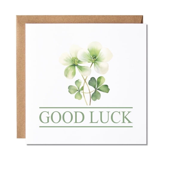 Good Luck Greeting Card with Floral Design – Perfect for Encouragement, Best Wishes, or Support – Blank Inside with Eco-Friendly Envelope Included