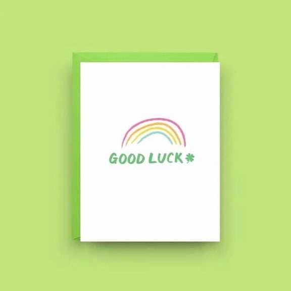 Good Luck Greeting Card with Rainbow Design – Blank Inside, Envelope Included – Perfect for Wishes and Support