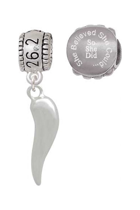 Good Luck Italian Horn 26.2 Marathon Run She Believed She Could Charm Beads (Set of 2)