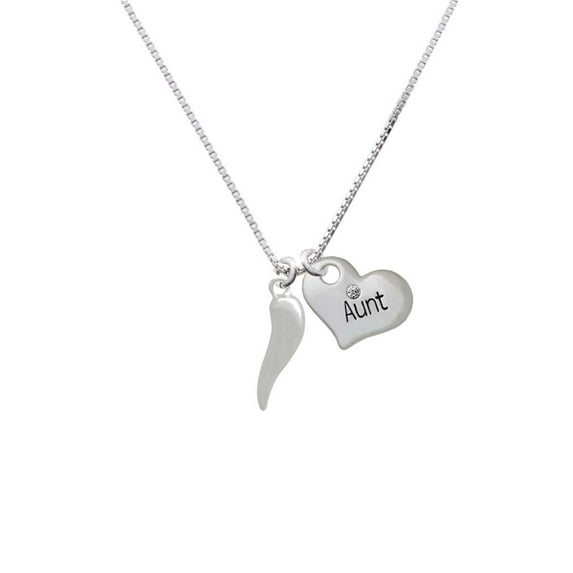 Good Luck Italian Horn Aunt Heart Necklace