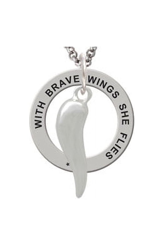 Good Luck Italian Horn Brave Wings Affirmation Ring Necklace