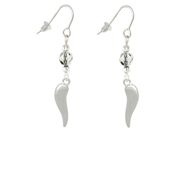 Good Luck Italian Horn Clear Bead French Earrings