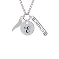 thumbnail image 1 of Good Luck Italian Horn - E - Script Initial Disc Courage Strength Wisdom Zoe Necklace, 1 of 1