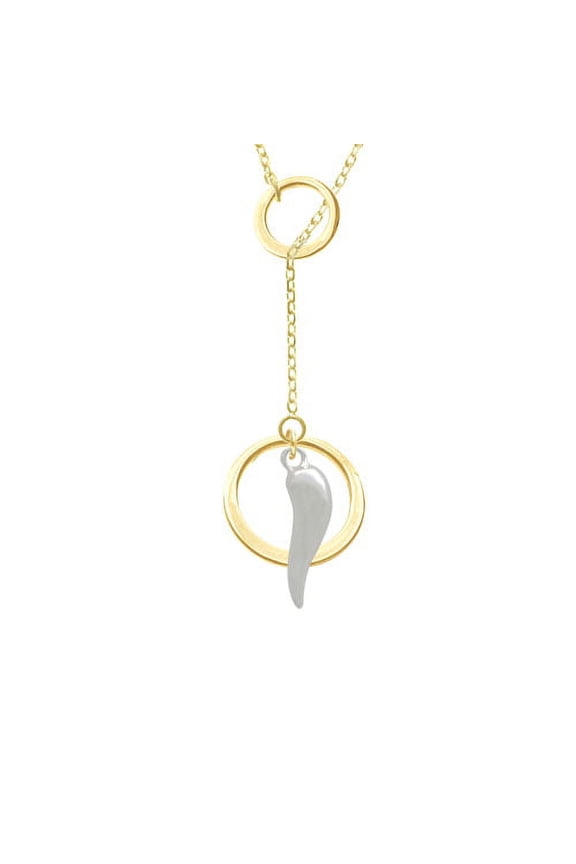 Good Luck Italian Horn Gold Tone Double Karma Lariat Necklace