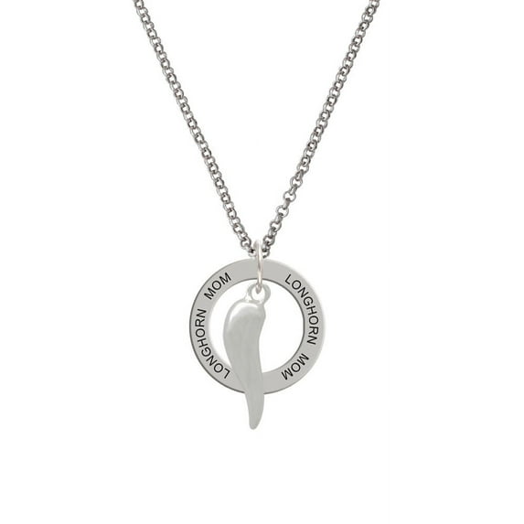 Good Luck Italian Horn Longhorn Mom Affirmation Ring Necklace