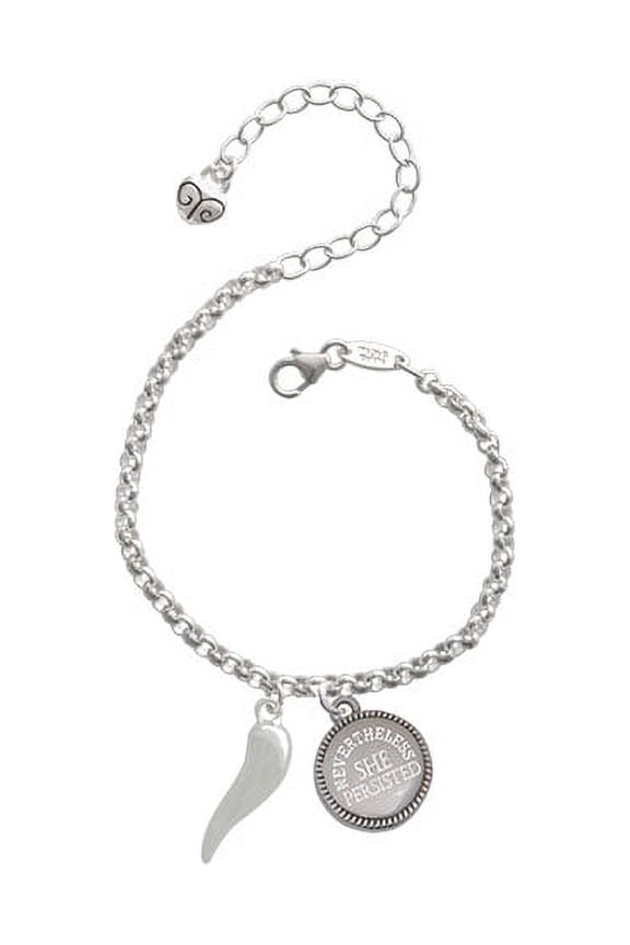 Good Luck Italian Horn Nevertheless She Persisted Engraved Bracelet