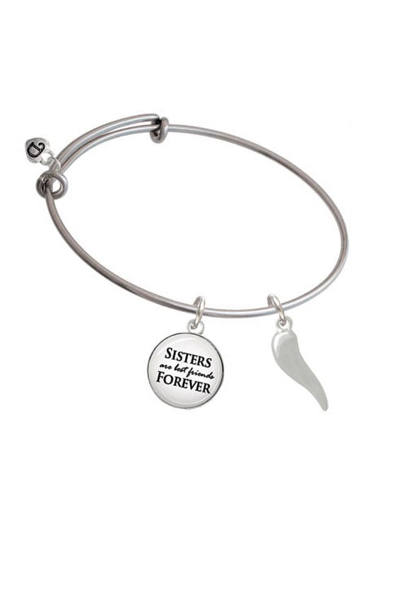 Good Luck Italian Horn Sisters are Best Friends Bangle Bracelet
