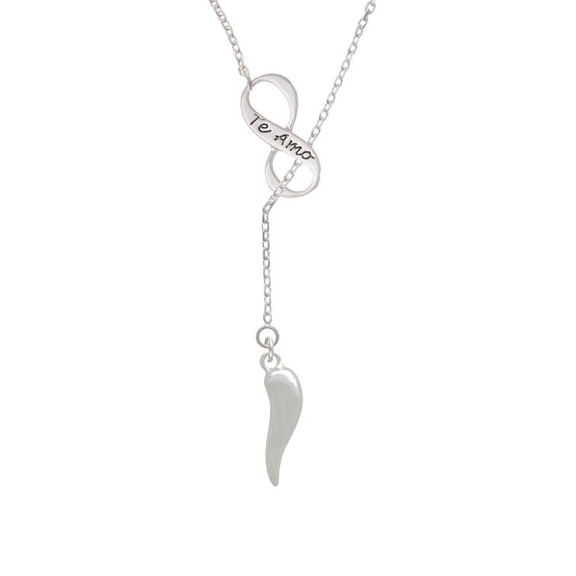 Good Luck Italian Horn Te Amo Infinity Lariat Necklace