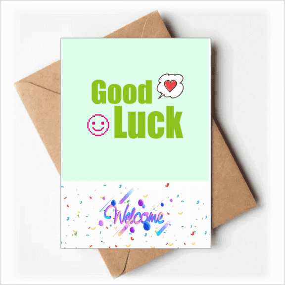 Good Luck Lovely Text Multicolor Welcome Back Greeting Cards Envelopes Blank