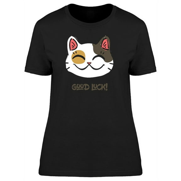 Good Luck! Maneki Neko Cartoon T-Shirt Women -Image by Shutterstock, Female Medium