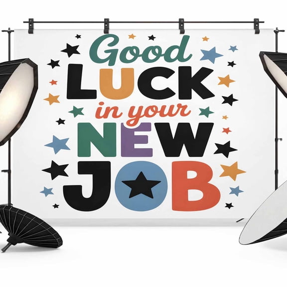 Good Luck New Job Photography Backdrop 7x5FT, Star Colorful Letter Celebration Photo Backdrops, Background for Photography Studio Photo Studio Background, Back Drop for Photoshoot