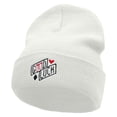 thumbnail image 1 of Good Luck Phrase Embroidered 12 Inch Long Knitted Beanie - White OSFM, 1 of 5