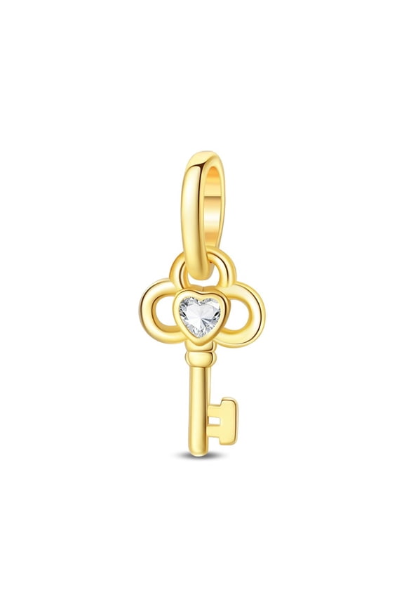 Good Luck Symbol Key Silver Plated Charm