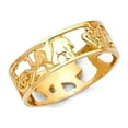 thumbnail image 1 of Good Luck Symbols Ring Solid 14k Yellow Gold Lucky Charm Band Open Design Polished Genuine 6MM Size 8, 1 of 1