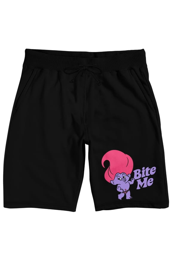 Good Luck Trolls Bite Me Men's Black Lounge Shorts-Medium