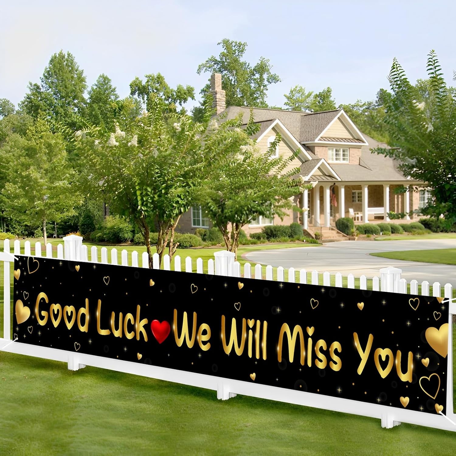 Good Luck Banner Decoration Kit - Gold Glitter Farewell Party Banner For Graduation & Retirement