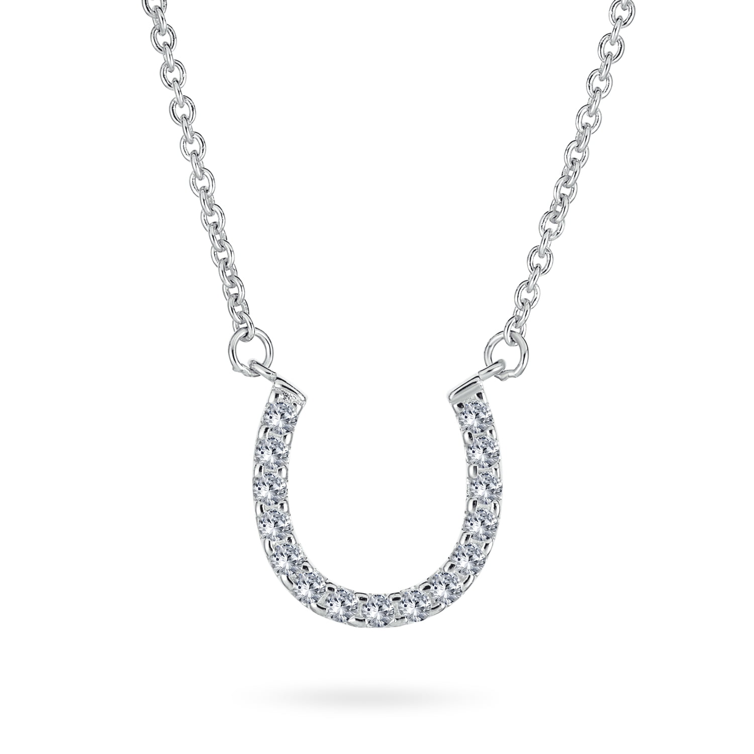 White Gold Horseshoe Necklace Sterling Silver - kellinsilver.com