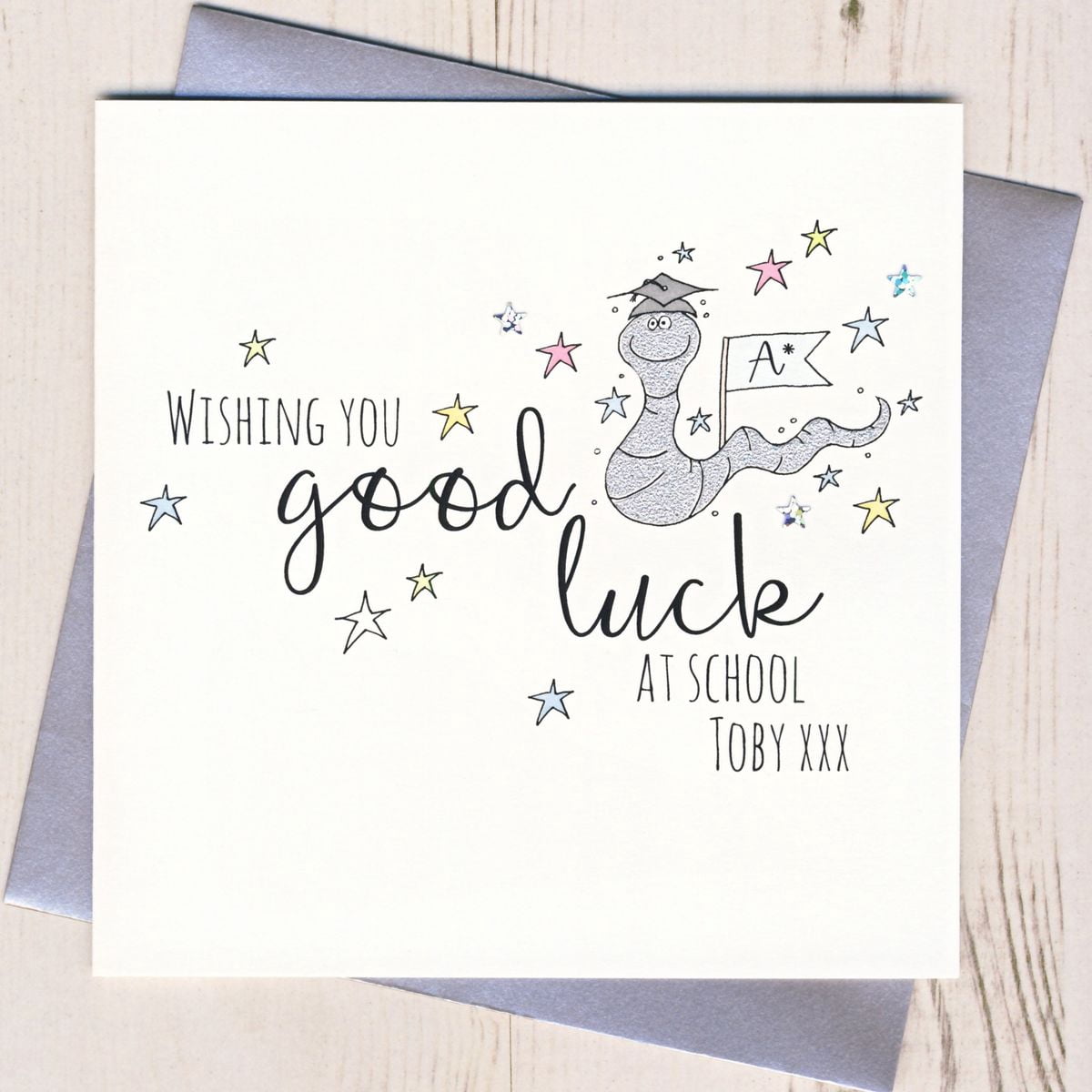 Good Luck at School Card – Cute Graduation Worm Design – Perfect for ...