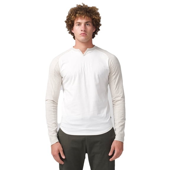 Good Man Brand Varsity V-Notch Neck L/S Shirt (Natural/Stone Heather, 2X-Large)