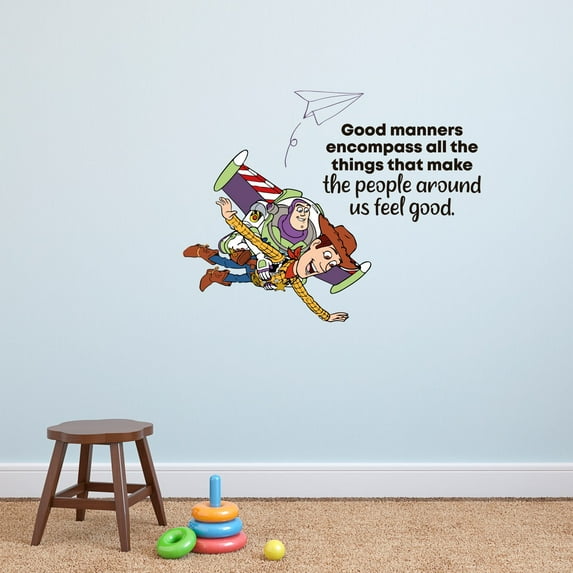 Good Manners Woody Toy Story Quote Cartoon Quotes Decors Wall Sticker Art Design Decal for Girls Boys Kids Room Bedroom Nursery Kindergarten Home Decor Stickers Wall Art Vinyl Decoration (8x10 inch)