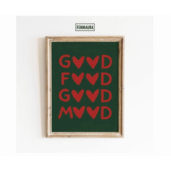 Good Mood Typography Poster Playful Heart Lettering Wall Art