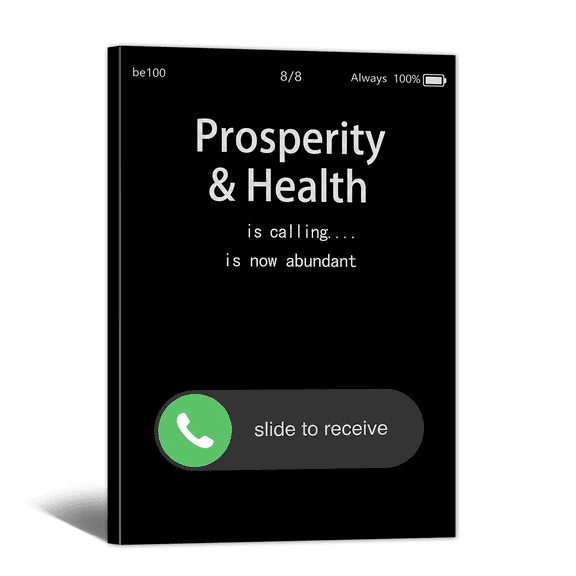 Good Moral Wish Canvas Wall Art Prosperity and Health is Calling Text Print, Positive Affirming Phone Call Artwork Minimalist Painting for Living Room Bedroom Home Office Decor