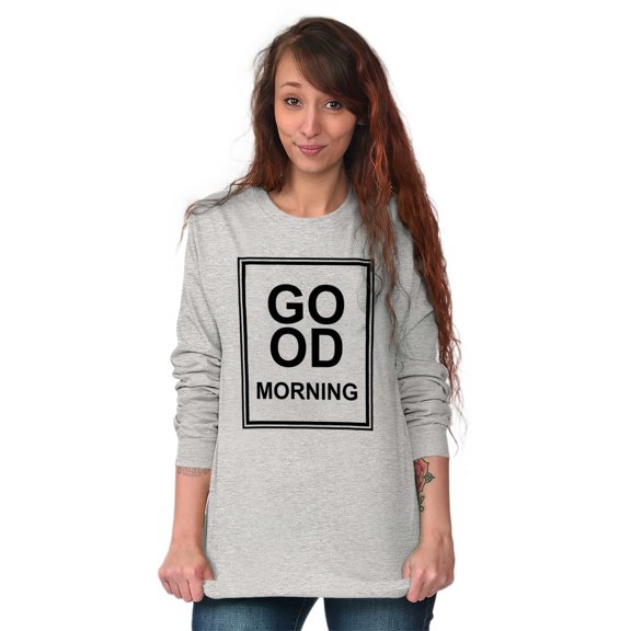 Good Morning Awake Fashion Stylish Women's Long Sleeve T Shirt Brisco Brands S