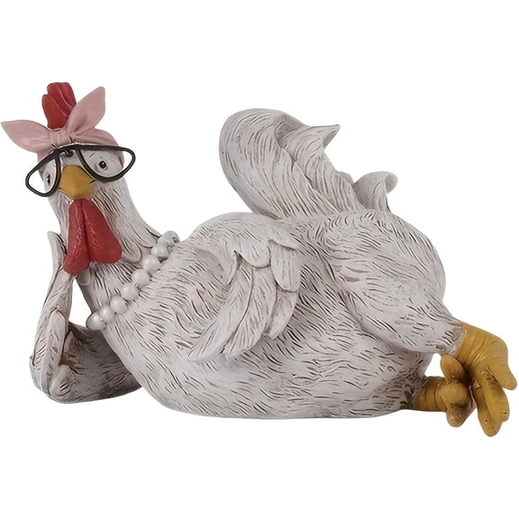 Good Morning Chicken Figurine Resin Sitting Lying Hen Statue Rooster Figurine Chicken Decorations for Home Desktop Bookshelf Festival Gift B
