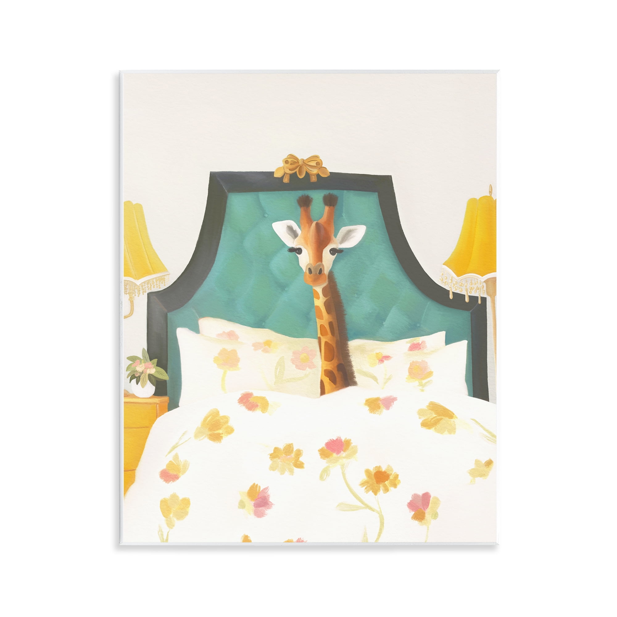 Good Morning Giraffe in Bed Wall Plaque Art, design by Leah Straatsma
