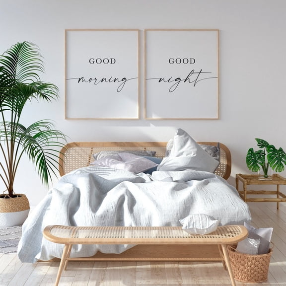 Good Morning Good Night Sign Above Crib, Set of 2, Poster Only