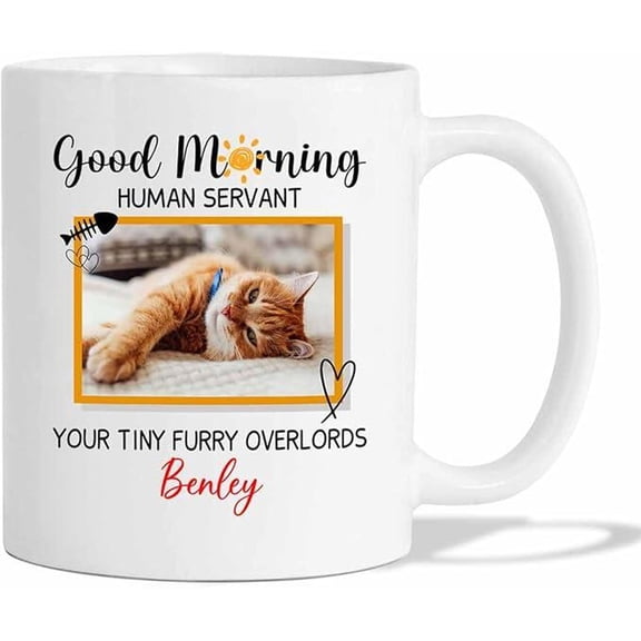 Good Morning Human Servant Your Tiny Furry Overlords Coffee Mug, Bekilab Ceramic Coffee Mug, 11oz 15oz Gift