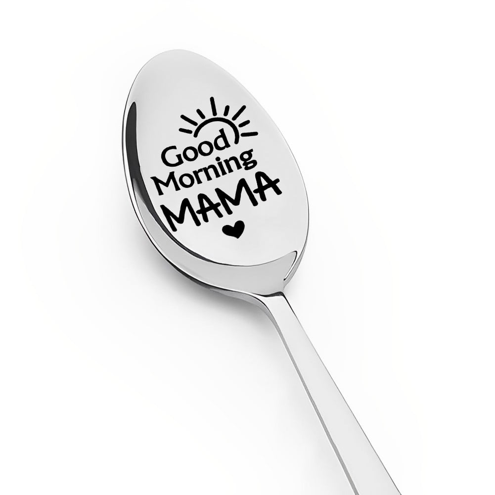 "Good Morning Ma" Engraved Stainless Steel Spoon - Funny & Heartwarming Gift For Mom