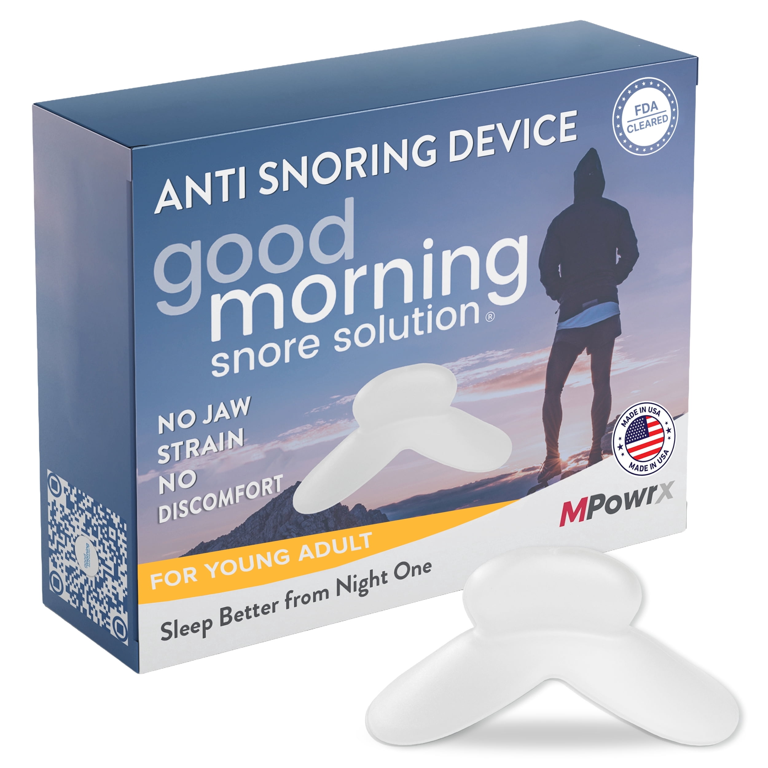 Good Morning Snore Solution Anti Snoring Mouthpiece for Smaller Mouths, Tongue Retaining Snore Stopper Mouth Guard for Snoring, Adult Small Size