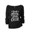 thumbnail image 1 of Good Morning Starts With Coffee Women's Fashion Slouchy 3/4 Sleeves Raglan Lightweight Sweatshirt Black Small, 1 of 3