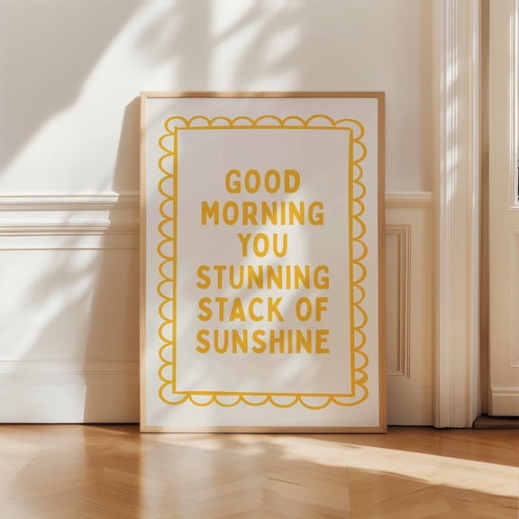Good Morning Sunshine Yellow Bedroom Wall Art, Unframed Canvas Size 12x18