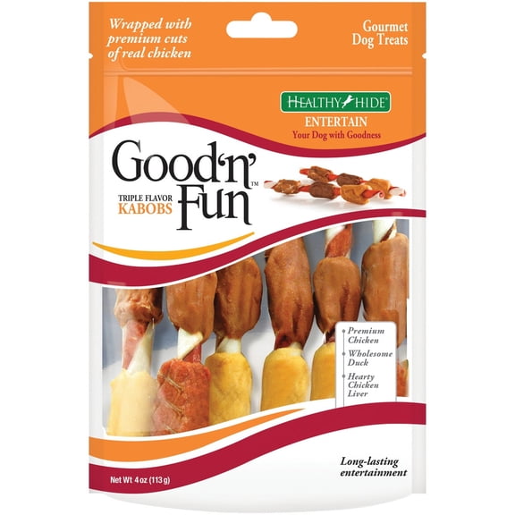 Good'N'Fun Triple Flavored Rawhide Kabobs for Dogs