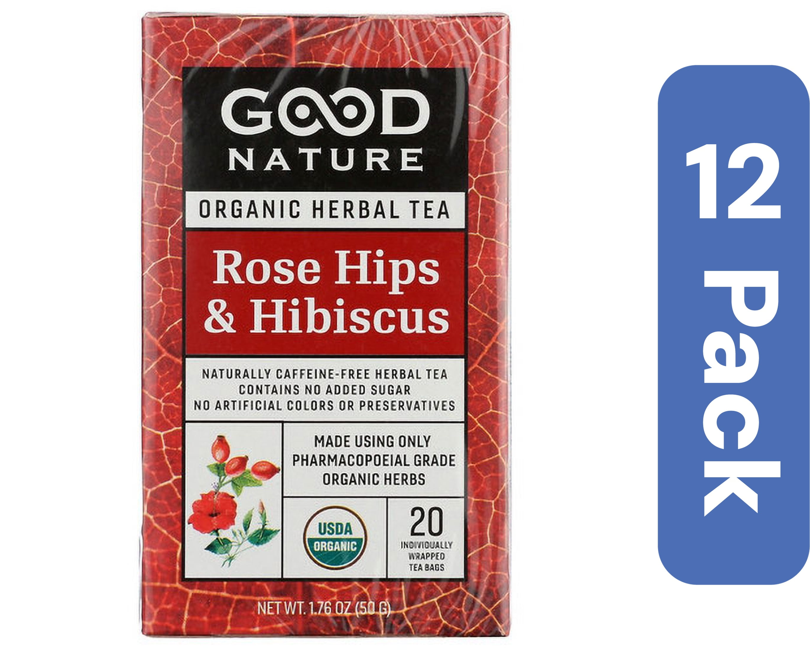 Good Nature Hibiscus Rosehips Tea 1.76 oz (Pack Of 12)
