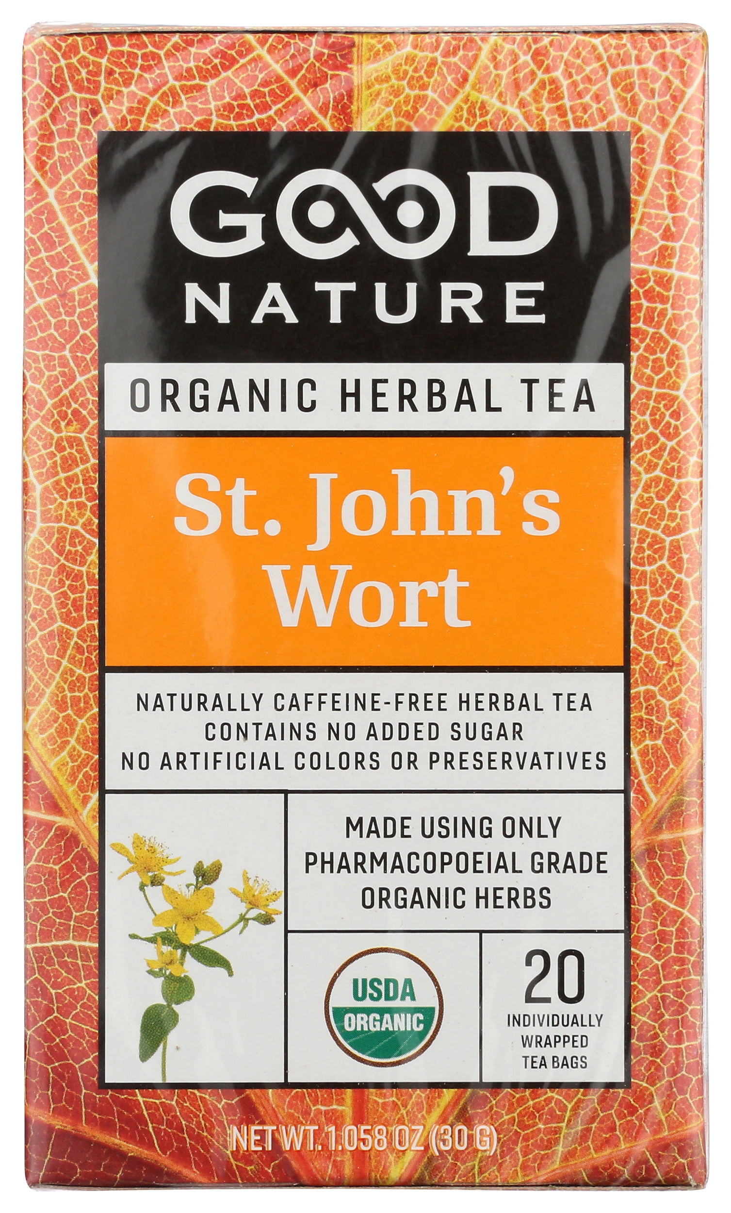 Good Nature Organic Herbal Tea, St. John's Wort, 30G, Pack of 6